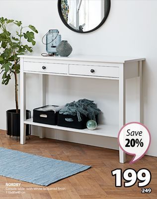 JYSK Nordby console table with white lacquered finish offer