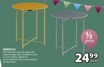 JYSK Hornsyld soft-industrial style side table with tempered glass top offer