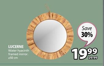 JYSK Lucerne water hyacinth framed mirror offer