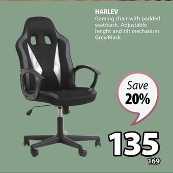 JYSK Harlev gaming chair with padded seat/back offer