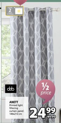 JYSK Anett printed light filtering curtain panel offer