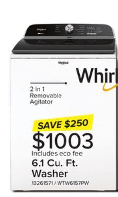 Leon's Whirlpool white top load washer (6.1 cu ft) - wtw6157pw offer