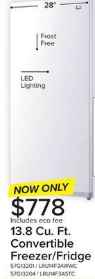 Leon's L2 white upright freezer (13.8 cu. ft.) - lru14f3awwc offer