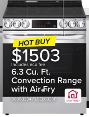Leon's Lg smudge resistant stainless steel smart wi-fi enabled fan convection electric slide-in range with air fry & easyclean (6.3 offer