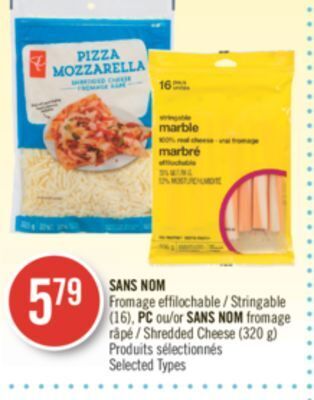Pharmaprix No name stringable (16), pc or no name shredded cheese (320 g) offer