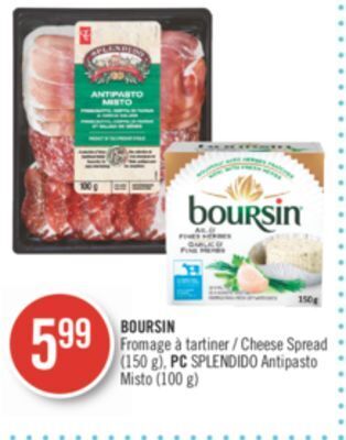 Pharmaprix Boursin cheese spread (150 g), pc splendido antipasto misto (100 g) offer