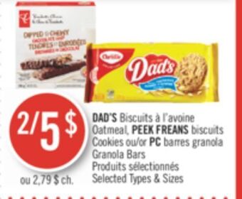 Pharmaprix Dad's biscuits oatmeal peek freans cookies or pc granola bars offer