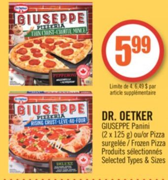 Pharmaprix Dr. oetker giuseppe panini (2 x 125g) or pizza offer