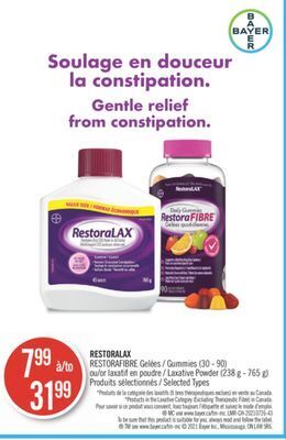 Pharmaprix Restoralax restorafibre gummies (30 - 90) or laxative powder (238 g - 765 g) offer