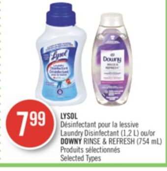 Pharmaprix Lysol laundry disinfectant (1,2l) or downy rinse 7 refresh (754ml) offer