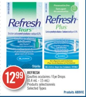 Shoppers Drug Mart Refresh eye drops (0'4 ml-15ml) offer