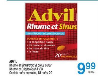 Uniprix Advil rhume et sinus/cold & sinus ou/or rhume et grippe/cold & flu caplets ou/or capsules offer
