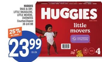 Uniprix Huggies snug & dry, little snugglers, little movers, overnites, couches/diapers offer
