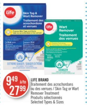 Shoppers Drug Mart Life brand skin tag or wart remover treatment offer