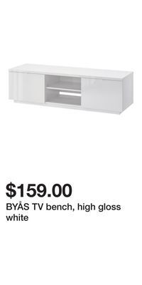 IKEA Byås tv bench, high gloss white offer