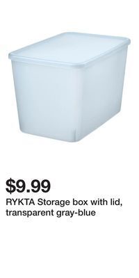 IKEA Rykta storage box with lid, transparent gray-blue offer
