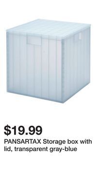 IKEA Pansartax storage box with lid, transparent gray-blue offer