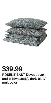 IKEA Rosentibast duvet cover and pillowcase(s), dark blue/multicolor offer