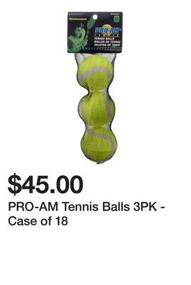 Dollarama Pro-am tennis balls 3pk - case of 18 offer