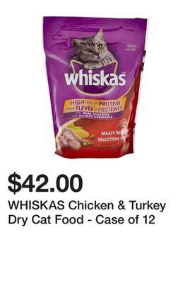 Dollarama Whiskas chicken & turkey dry cat food - case of 12 offer