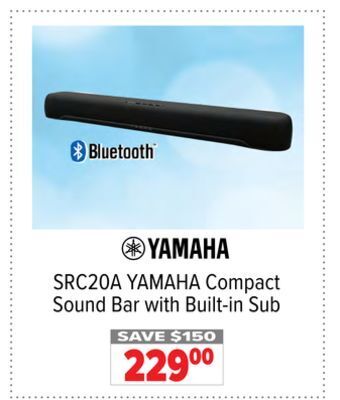 2001 Audio Video Yamaha compact sound bar with built-in sub offer