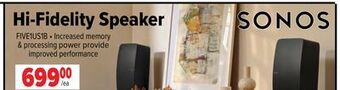 2001 Audio Video Sonos hi-fidelity speaker offer