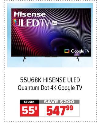 2001 Audio Video Hisense 55|| uled quantum dot 4k google tv offer