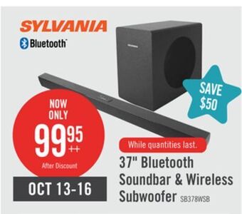The Brick Sylvania bluetooth soundbar with wireless subwoofer offer