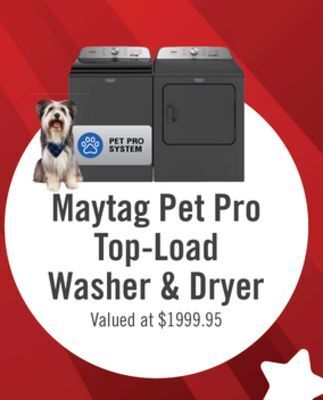The Brick Maytag 5.4 cu. ft. pet pro top-load washer and 7 cu. ft. electric dryer - volcano black offer