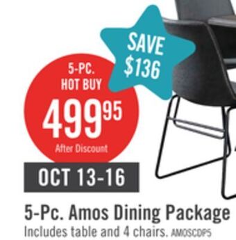 The Brick Amos 5-piece dining package with tess chairs - brown offer