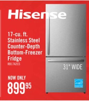 The Brick Hisense 17 cu. ft. counter-depth bottom-mount refrigerator - rb17a2cse offer