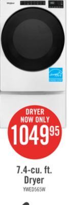 The Brick Whirlpool 7.4 cu. ft. electric dryer with wrinkle shield - ywed5605mw offer