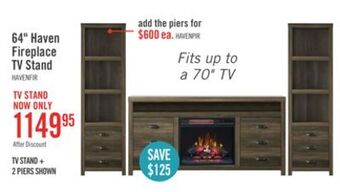 The Brick Haven 64 tv stand with log firebox - brown offer