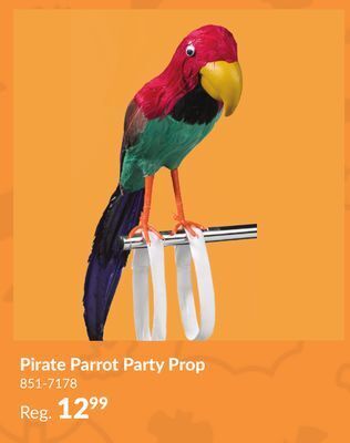 Party City Pirate shoulder parrot bird, multi-coloured, 10-in, wearable costume prop for halloween offer