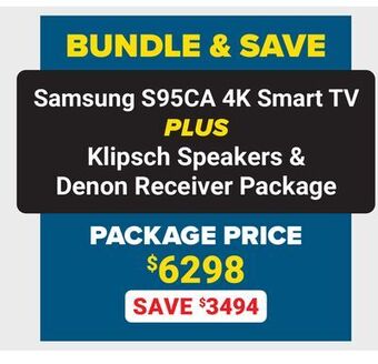 Visions Electronics Samsung s95ca 4k smart tv plus klipsch speakers & denon receiver package offer