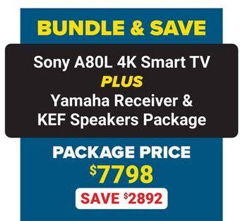 Visions Electronics Sony a80l 4k smart tv plus yamaha receiver & kef speakers package offer