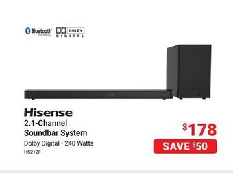 Visions Electronics Hisense 2.1-channel soundbar system offer