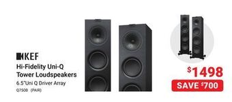 Visions Electronics Kef hi-fidelity uni-q tower loudspeakers offer