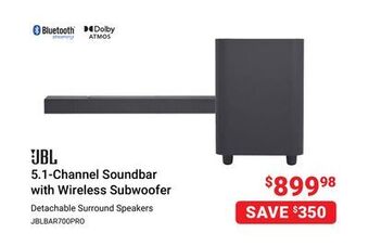 Visions Electronics Jbl 5.1-channel soundbar with wireless subwoofer offer