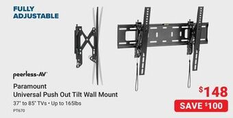 Visions Electronics Peerless-av paramount universal push out tilt wall mount offer