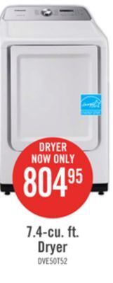 The Brick Samsung 7.4 cu. ft. electric dryer with sensor dry - dve50t5205w/ac offer