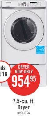 The Brick Samsung 7.5 cu. ft. front-load electric dryer - dve45t6005w/ac offer