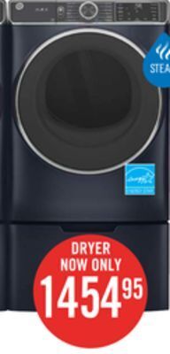 The Brick Ge 7.8 cu. ft. front load electric dryer with wi-fi washer link and sanitize offer