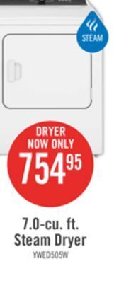 The Brick Whirlpool 7 cu. ft. electric dryer with steam - ywed5050lw offer