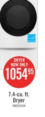The Brick Whirlpool 7.4 cu. ft. electric dryer with wrinkle shield - ywed5605mw offer