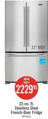 The Brick Maytag 22 cu. ft. french-door refrigerator with interior water dispenser - mrff5033pz offer