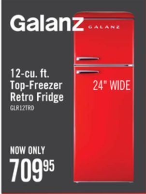The Brick Galanz 12 cu. ft. top-freezer retro refrigerator - glr12trdefr offer