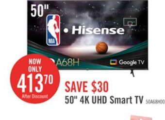 The Brick Hisense 50 a68h series 4k uhd smart google tv offer