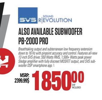 Centre Hi-Fi Svs subwoofer pb-2000 pro offer