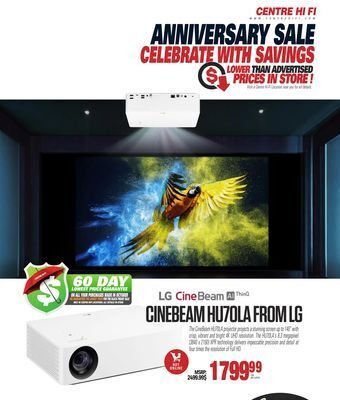 Centre Hi-Fi Cinebeam hu70la from lg offer